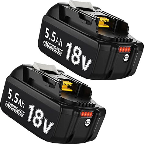2 Stück 5500mAh Ersatzakku für 18V 5,5Ah Akku Li-ion BL1850 BL1850B BL1830 BL1860B BL1845 BL1835 BL1815 194205-3 LXT-400 BL1860 with LED Werkzeugakku