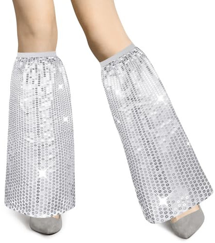 Sintege 1 Paar Pailletten Beinstulpen für Damen Disco Accessoires 70er Jahre Kostüm Retro Pailletten Beinwärmer Glitzer Stulpen für Frauen Disco Karneval Mottoparty Fasching Party Kostüm