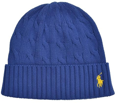 Ralph Lauren Damen Mütze Beanie Cotton Cable Hat Baumwolle One Size Blau