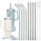 LXBCTOP 8 PCS Metal Straws for Stanley Cup, Reusable Straws Drinking, 4 Bent 4 Straight Stainless Steel Straws with 2 Cleaning Brush, Silver Drinking Straws for Smoothie Milkshake Cocktail HotDrinks