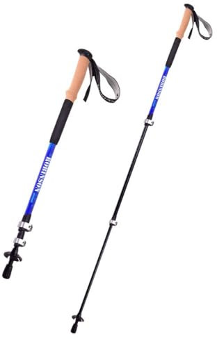 Rocky Green Ultraleichte und tragbare Aluminium Außenverriegelung Teleskop-Trekkingstöcke - 3 Abschnitte verstellbare Outdoor Wandern Langlaufstöcke (rot/blau)