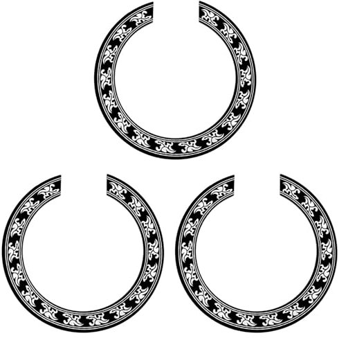 NJTHNTJR 3X Schallloch Rose Decal Sticker für Akustikgitarrenteile Schwarz + Silber