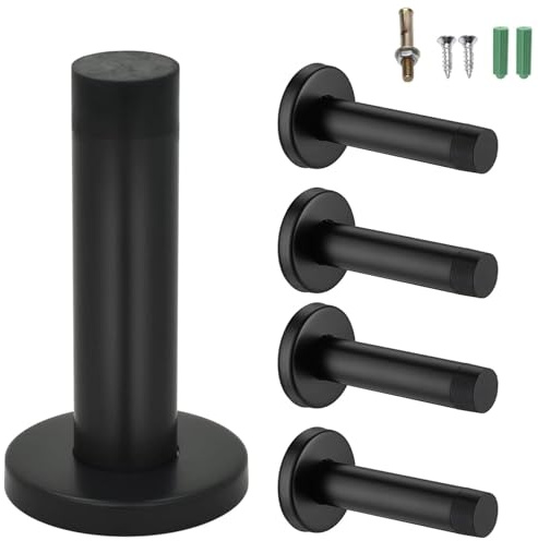 4 PCS Türstopper Schwarz, Türstopper Wand Schwarz, Praktisches 4er-Set für Innen und Außentüren, Ideal für Büros, Hotels und Schulen, Wand Türstoppers Mit Modernem Design