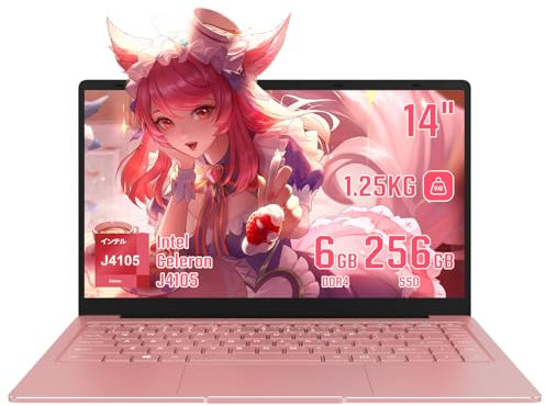 14-Inch Ultra-Thin Lightweight Laptop | Celeron J4105 Processor | 6GB DDR4 RAM | Windows 11 Pro | Italian Layout Keyboard Protector Included | Ideal for Studio e Lavoro (6+256GB)