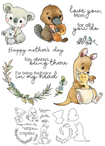 Stempel und Stanzformen mit Tiermotiven für Kartenherstellung, Känguru, transparent, Silikon, Stempel und Metall-Stanzformen, Sets für DIY, Scrapbooking, Papierbasteln, Siegel, dekoratives Zubehör