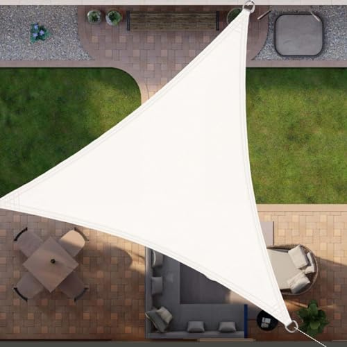 Voile d'ombrage triangulaire blanche de 3 x 3 x 3 m, bloque les UV, imperméable, résistante aux déchirures, parfaite pour jardin, terrasse, porche, pergola, jardin