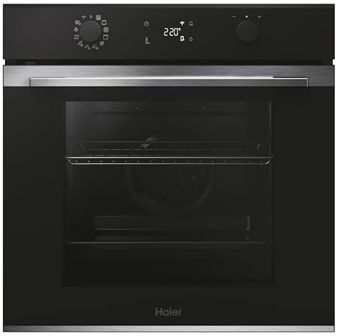 Haier ID Series 2 H6 ID25B3LHTX- Horno Multifunción, Hidrolítico, WIFI, Capacidad 78L, 1 Rejilla y 2 Bandejas, 12 Funciones, Display con LED Blanco, Cocina con Vapor, 3 Cristales en puerta, Negro