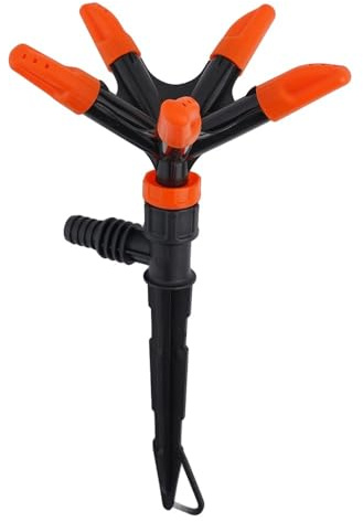 Wlinfetity 360 Grad Automatisch Rotierender Rasensprenger, Einstellbare Gartenbewässerungsdüse für Gras, Gemüse und Gewächshaus, Schwarz und Orange