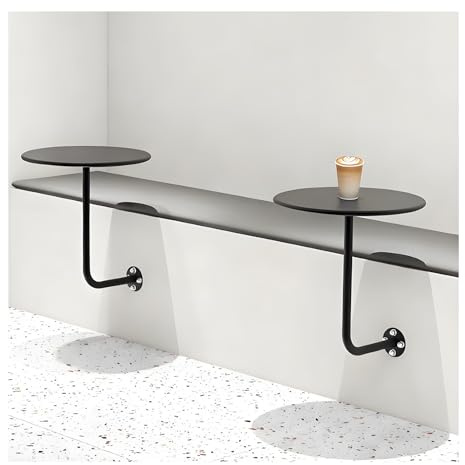 L-FöRmiger Bistrotisch An Der Wand Wandmontage, Eisen-Bartisch Cocktailtisch Kaffee-Esstische Beistelltisch für Restaurant Pub Café Dessertladen, Einfache Montage(Schwarz)