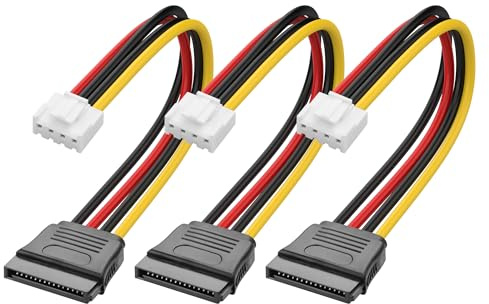 YAODHAOD VH3.96 4 Pin to SATA 15 Pin Power Adapter Cable, 5V 12V, 18cm, for Industrial PC, LED Module, 3D Printer, Hard Drive, 3 Pack