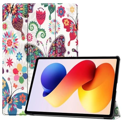 Techsuit für Xiaomi Redmi Pad 2 Pro Hülle mit 360 Schutz, Mikrofaser Innenfutter, Verstellbare Betrachtungswinkel, Schlankes Design, Anti Fingerabdruck, FoldPro Series, PU Leder, Butterfly