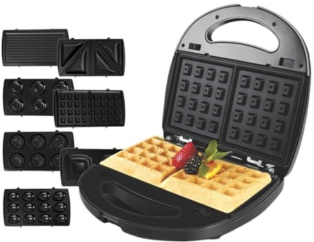 Elektrisches Waffeleisen 7 In 1: Grill, Sandwich, Kuchen, Donuts, Walnuss, Panini-Platte, Kochgerät, Küchengerät, Toaster, Frühstücksmaschine GleichmäßIge WäRmeverteilung