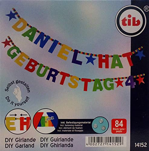TIB Heyne DIY Girlande 84-teilig (A-Z, 0-9 und Sterne)
