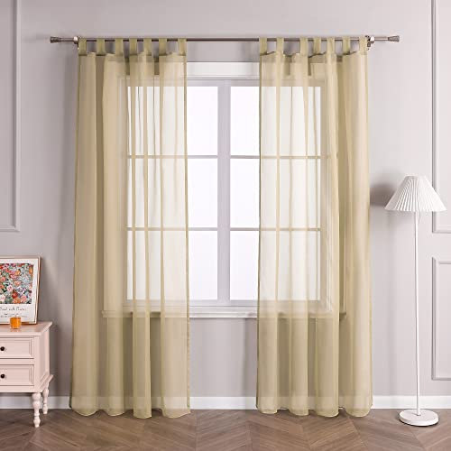 Joyswahl Gardine Uni Voile Vorhang mit Schlaufen »Julia« Dekoschal Fenster Schal BxH 140x175cm Sand 1er Pack