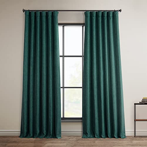 HPD Half Price Drapes Rideaux occultants en Lin synthétique pour Chambre à Coucher et Salon (1 Panneau), 127 x 243,8 cm (l x L), Bleu Sarcelle Ardoise