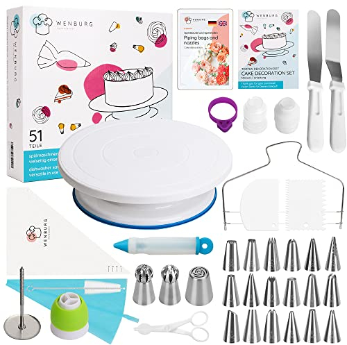 Wenburg Set de Accesorios para Tartas | Kit de Reposteria y Pasteleria con Versátiles Accesorios de Repostería y Plato Giratorio para Tartas Profesional (Delight)