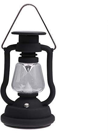 Uonlytech Solar Camping Laterne, Vintage Petroleumlampe, Outdoor für Camping Angeln Garten (schwarz) Outdoor Laterne