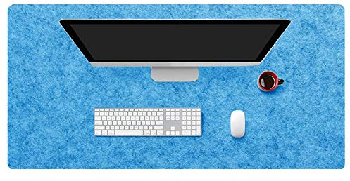 Insun Tapis de Souris en Feutre 2mm D'épaisseur Antidérapant Tapis de Bureau pour Les Jeux et Sous-main Bureau Bleu 50x20cm