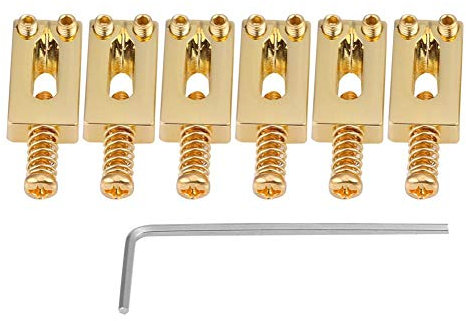 Bnineteenteam 6 Stück E-Gitarre Tremolo Sättel Brücke für E-Gitarre Ersatz mit Schraubenschlüssel(Gold) Musikinstrumentenzubehör Zubehör Für Musikinstrumente