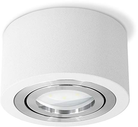 SSC-LUXon LUZA LED Aufbaustrahler flach Bad IP44 tauschbares LED Modul 4W neutralweiß 230 V - weiße Aufbauleuchte rund Ø 90mm