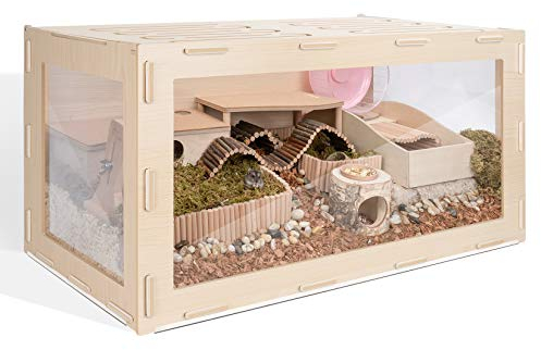 Niteangel Hamsterkäfig - MDF Aspen Bigger World für Zwerghamster, Degus, Mäuse oder ähnlich große Haustiere (100 x 50 x 50 cm)