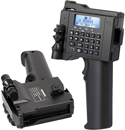 BESHENG PT2000SE Tragbarer Handdrucker mit Schnell Trockener Tintenpatrone, Tragbarer Handheld Tintenstrahldrucker Pistole für Datum Barcode QR Code Logo - Drucke auf Glas, Metall, Karton, Holz usw