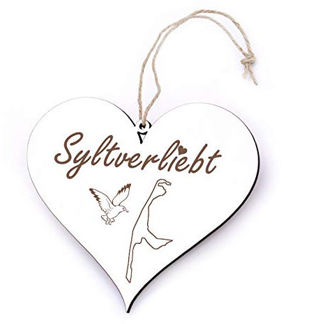 Schild Herz Anhänger - Syltverliebt - Insel Sylt Türschild Dekoschild 13x12cm