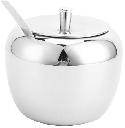 Grande zuccheriera in acciaio inossidabile, barattolo di sale per condimento con coperchio e cucchiaio per spezie Utensile da cucina per la casa