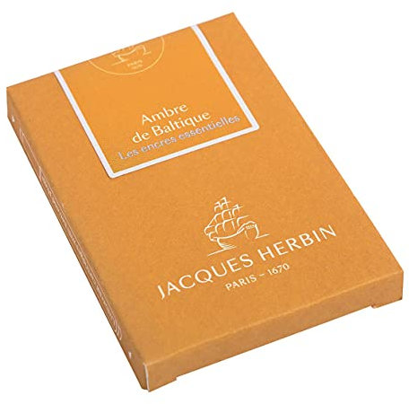 J.Herbin 11041JT - Packung mit 7 großen Tintenpatronen Essentielles, internationale Größe 1,35ml, ideal für Füllfederhalter und Tintenroller, Bernstein, 1 Pack