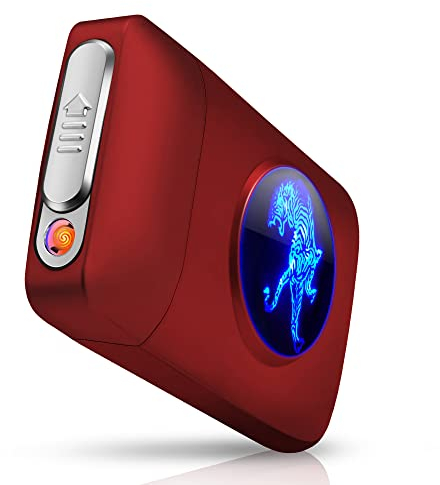 lafagiet XL666 Zigarettenetui mit Feuerzeug,18 Stück 84mm King Size Zigaretten Kapazität,LED-Bildschirm, Vatertagsgeschenke für Männer Papa