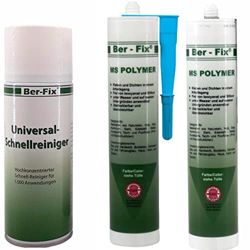 Ber-Fix 2x MS Polymer Kleber Pool-Blau 440g + 400ml Schnellreiniger – Profi-Dichtstoff für Pools, Teiche & Boote