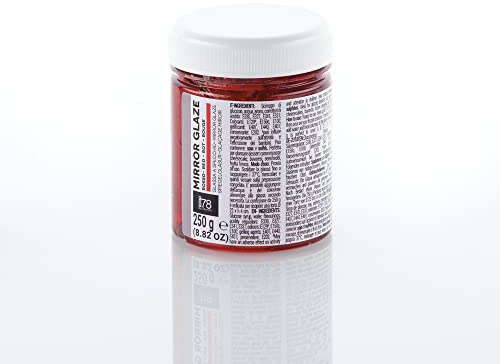 Silikomart | I78 Mirror Glaze Gelatine für die Tortendekoration, rote Farbe, Gewicht 250 g, Made in Italy