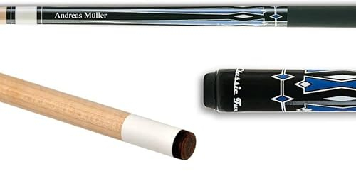 Ludomax Classic - Pool Billard Queue, schwarz - blau, Ahorn Oberteil mit individueller Gravur, Geschenk - Idee
