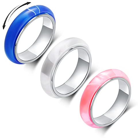 OreilleStar Anxiety Ring für Damen, Spinner-Ring, Titan, Edelstahl, Fidget-Ring, Herren, 6 mm breit, mit Hundepfote, Kätzchen, Katzengesicht, böser Blick, drehendes Außenband, Größe 6, 7, 8, 9, 10,