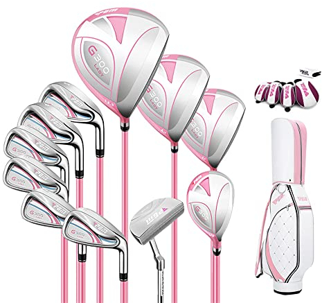 11 Teiliges Komplettes Damen Golfschläger Set,Anfänger Komplettsatz,Graphit Schaft,Damen, Rechtshand,Damen Schlägerset für die rechte Hand (Rosa)