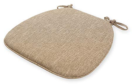 DOTBUY-SHOP Leinen Stuhlkissen mit Bändern Abnehmbarem rutschfeste Sitzkissen Stuhl Waschbar Sitzpolster Sitzauflage für Gartenstuhl Gartenbank Terrasse Indoor Outdoor (Beige,43x41x35cm)