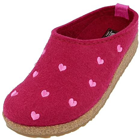 HAFLINGER Grizzly Cuoricini Filzpantoffel Herz Hausschuh Kork (Port 33), Gr 37