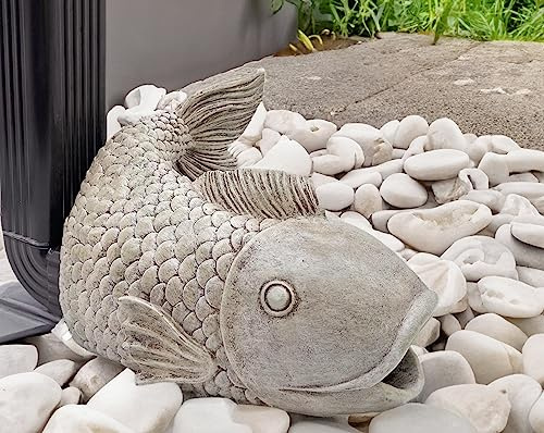Euiroet Real Fish Sculpture Gutter Diverter Rain,Eco-Friendly Resin Gutter Extender Diverter,Deco Gutter Extension Downspout, Splash Block, Perfect Rain Gutter Downspout Extension for 3x4 Downspouts