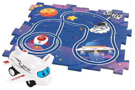 Oshhni Puzzle Track Car Spielset Kleinkinder Spielzeug Rail Car Puzzles Brettspielzeug DIY zusammengebaut, Weltraumthema
