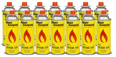 Alpen Camping 14x 400ml Butan Gaskartusche Gasflasche für Gaskocher Campingkocher Bunsenbrenner Lötbrenner EN417 (14 Stück)