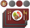 Platzsets Abwaschbar 4er Set, Tischsets Lederoptik Platzdeckchen Abwischbar Doppelseitiges Platzset mit Untersetzer für Küche, Haus, Restaurant, 43x30cm (Rot)