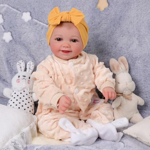 BABESIDE Reborn-Puppen Realistische Babypuppen die Echt Aussehen 17 Zoll 43cm Sunny Lebensechte Babypuppen Mädchen Wiedergeborene Kleinkindpuppen Neugeborene Weiche Echte Babypuppen(Hellgelb)