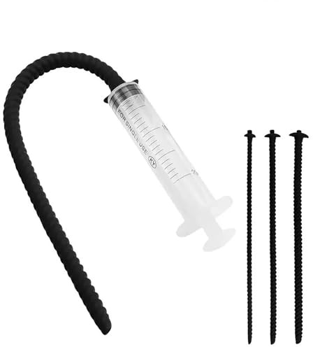GeRRiT Silikon Harnröhren Dilatator Penis Plug mit Spritze Hohl Harnröhrenplug Katheter Sounding Urethral Dilator Stick Harnröhren Stimulation SM Sexspielzeug für Männer（3 Stück set)