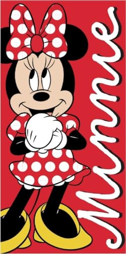 ARlis Strandtuch, Motiv: Minnie Maus, 70 x 140 cm, Rot, Polyestergewebe
