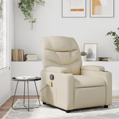 Hommdiy Massagesessel Creme Kunstleder Indoor Massagesessel