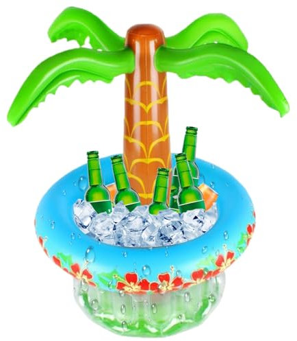 Obelunrp 18x25.6in Inflatable Palm Tree Ice Cooler, Beach Party Supplies Buffet Food Drink Holder Containers Indoor Outdoor Picnic Luau Hawaiian Pool
