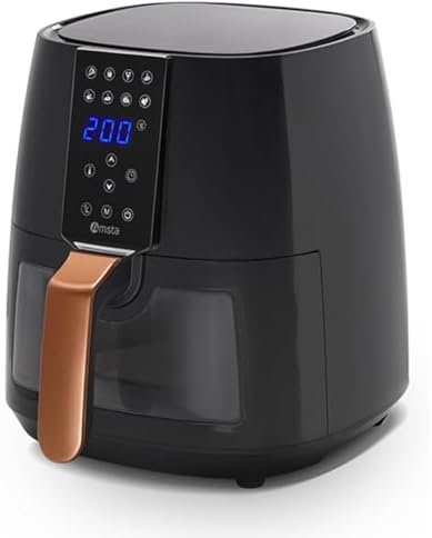 AMSTA Freidora de Aire Sin Aceite 4L | 1450W | Panel Digital, 8 Programas, Ventana Transparente, Temporizador, Apagado Automático, Temperatura Regulable
