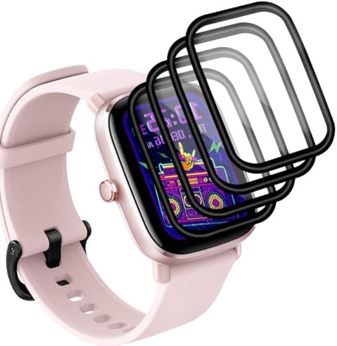 Yieehhow Protector Pantalla para Amazfit GTS 2 Mini Cristal Templado [4 Piezas], PMMA Protector Pantalla Compuesto, HD/Anti-Arañazos, 3D Curvado Película Protectora para Amazfit GTS 2 Mini