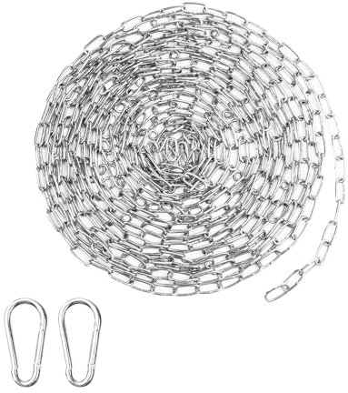 Long Chain 6m, 1.5mm Stainless Steel Chain Link with Carabiner, Metal Cable Chain, Small Chains for Gate, Long Metal Chains for Fences, Garage Doors, Gates, Bike Security Locks (6m)