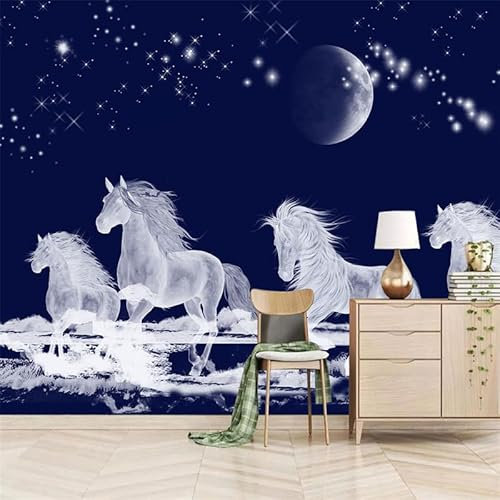 ZYCAFJ Papier Peint 3D Cheval Tapisserie Peinture Murale Papier Peint 3D Photo Poster Fresque Salon Chambre Bureau Couloir Mural Décoration 430cm×300cm(LxH)